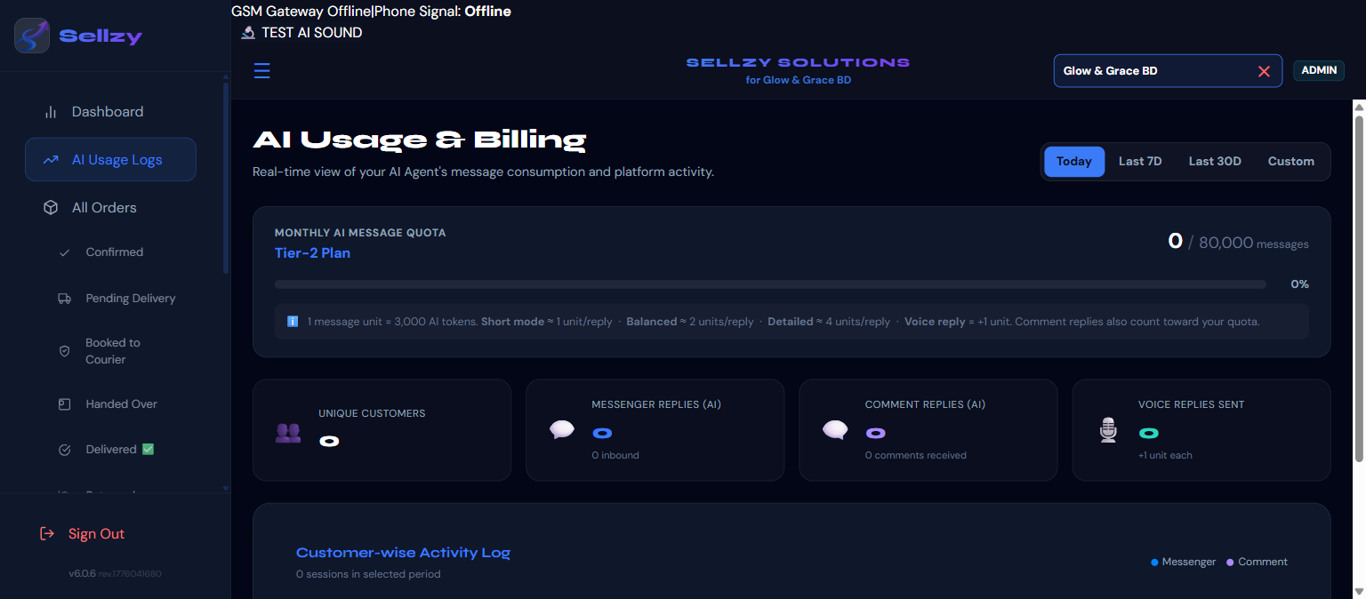 Sellzy Live Usage & Billing Dashboard